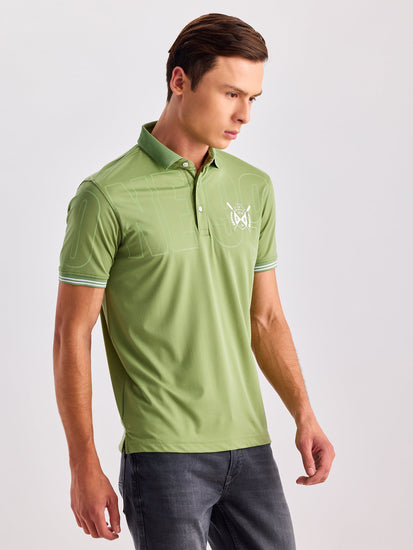 Green Chest Print Polo T-Shirt