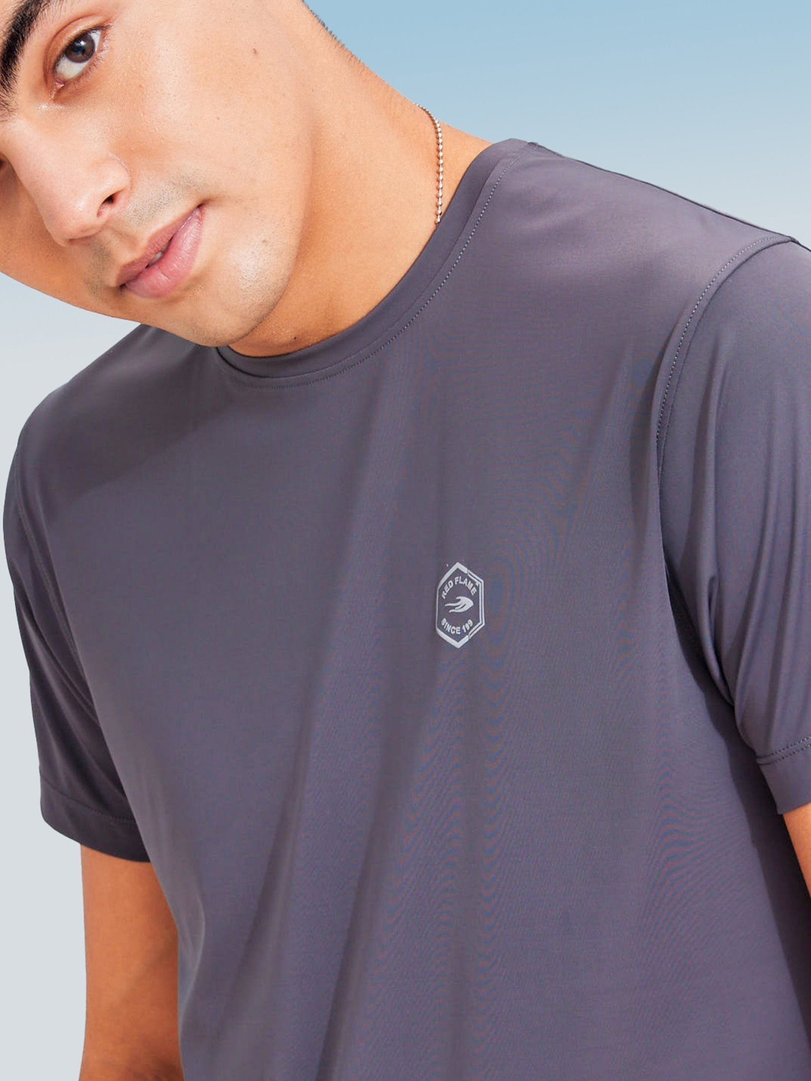 Grey Solid Stretch T-Shirt