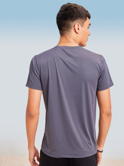 Grey Solid Stretch T-Shirt