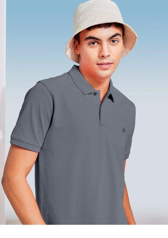 Grey Solid Stretch Polo T-Shirt