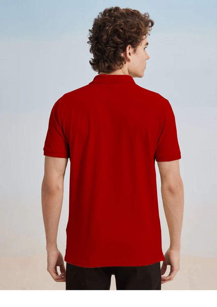 Red Solid Stretch Polo T-Shirt